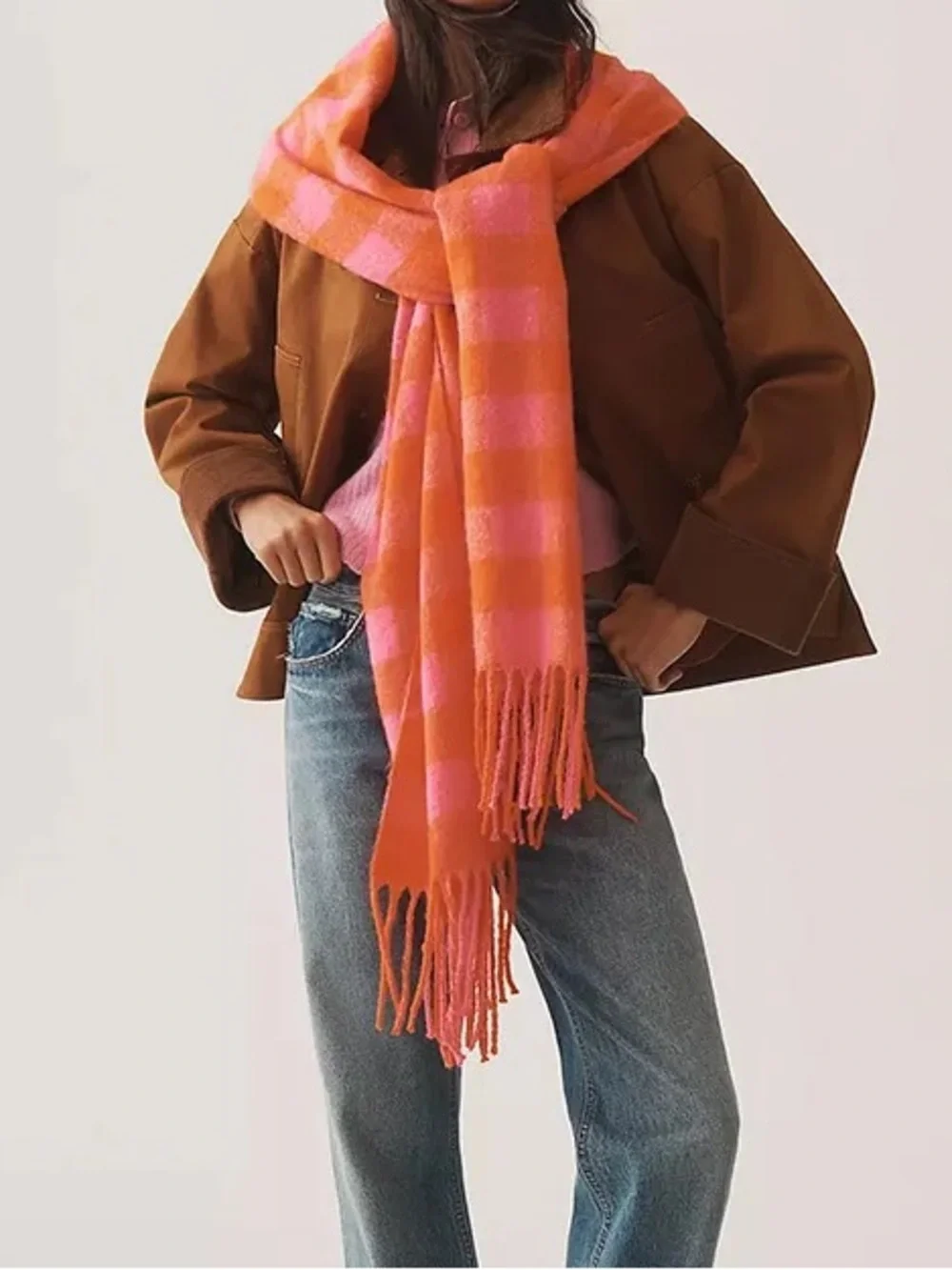 NWOT Anthropologie Maeve Brushed Gingham Scarf